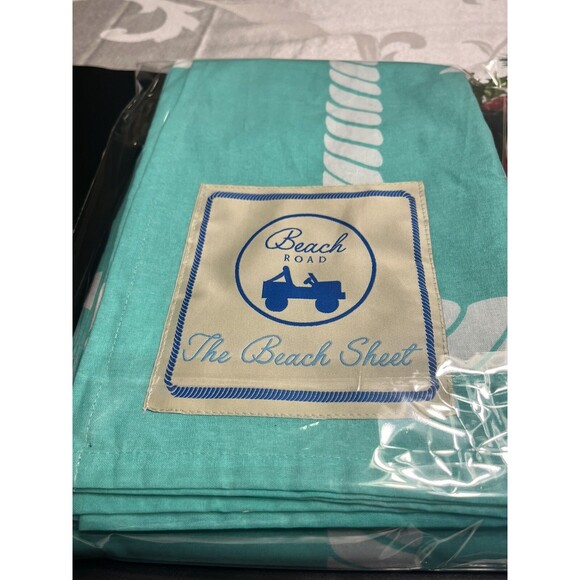 Beach Road Seahorses Teal White “The Beach Sheet” - Picture 14 of 14